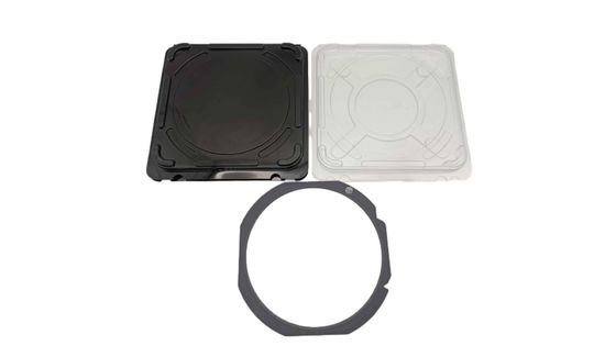 ซื้อ สีดําสี่เหลี่ยม Clamshell Single Flex Frame Wafer ผู้ส่งที่เหมาะสําหรับการเก็บและขนส่งวอล์ฟ online manufacture
